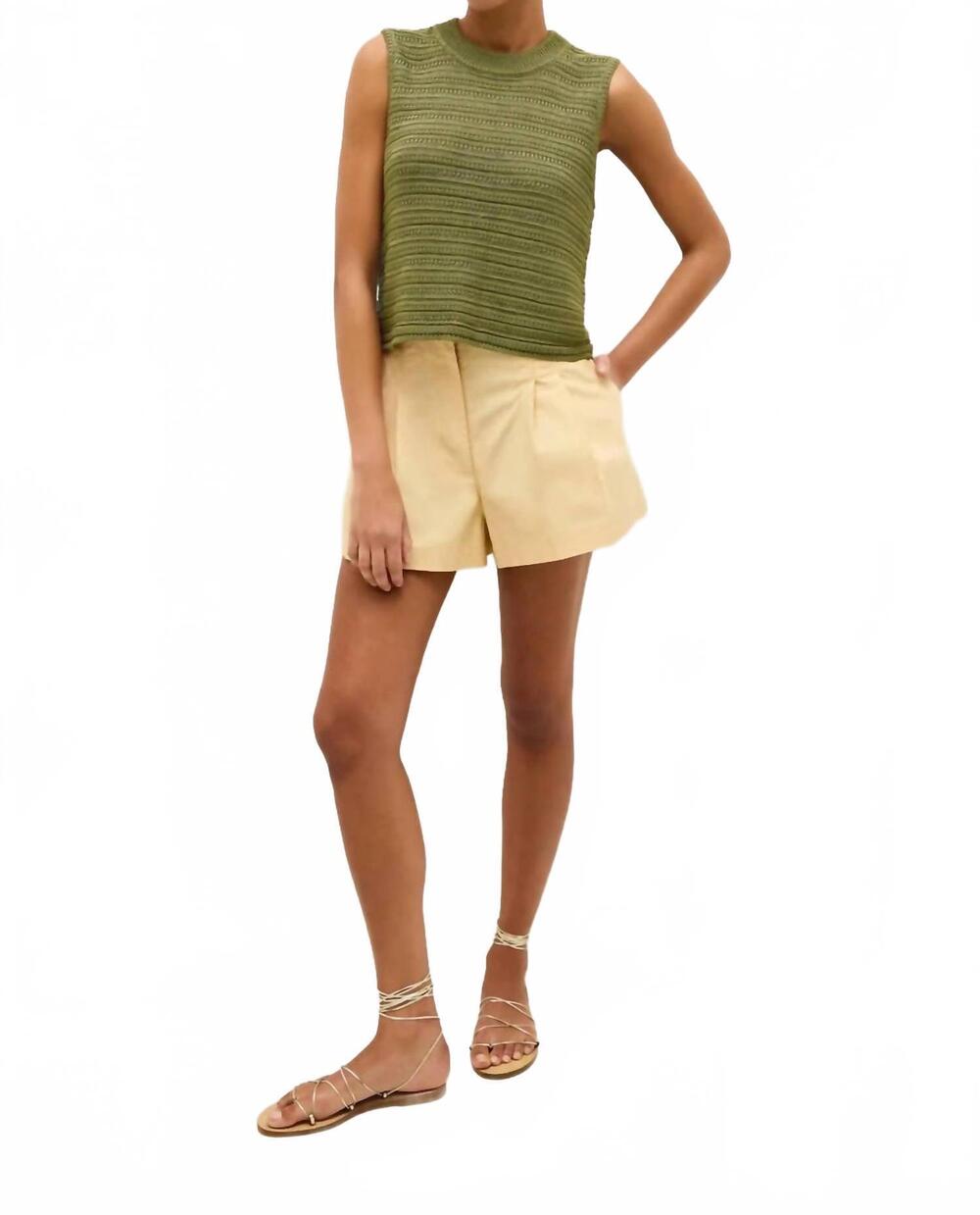NEW MARIE OLIVER nev sleeveless top in pesto